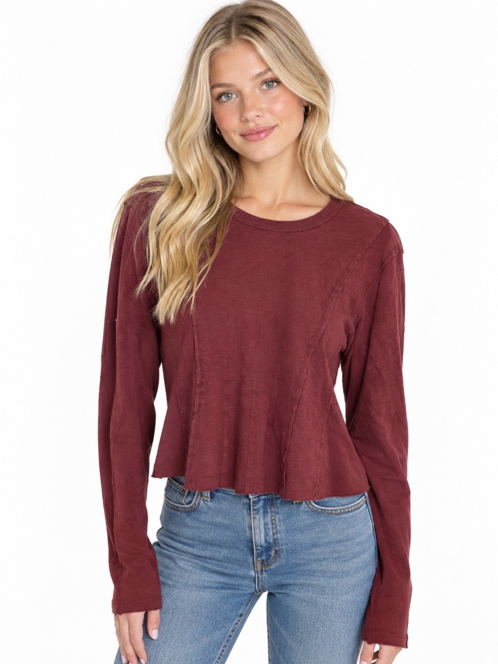 Anthropologie brand Burgundy Long-Sleeve Crewneck